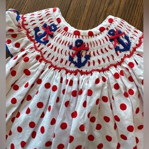 Red white and blue smocked dress